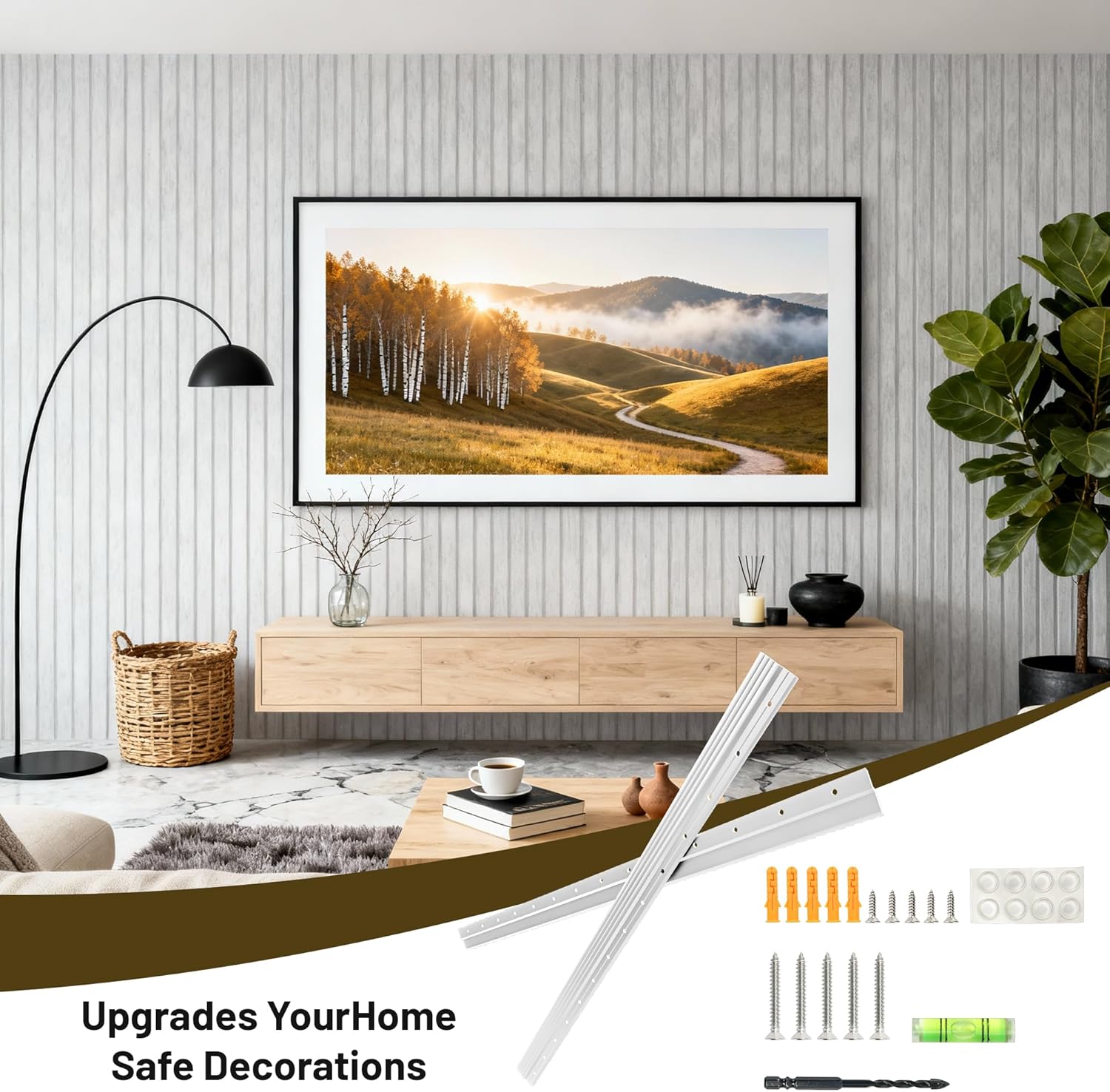 30 Inch Heavy Duty French Cleat Picture Hanger, 200 lbs Max Load Z Bar Hanger, Mirror Mounting Hardware, Aluminum Wall Mount Bracket for Mirrors, Whiteboards, Artwork, and Frames