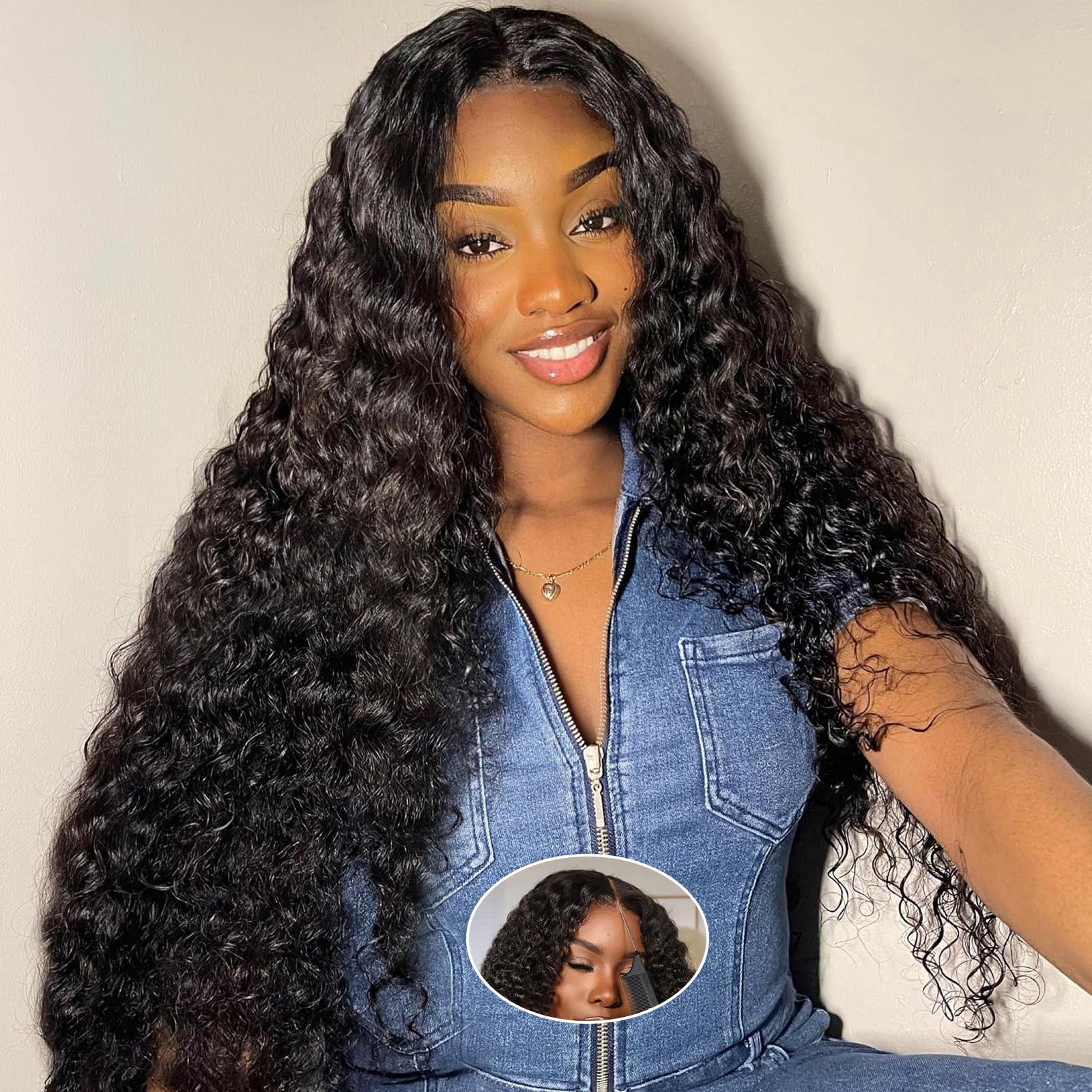 Smilenice Water Wave Human Hair wig for Black Women Glueless Wig Human Hair Pre Cut 6x6 HD Lace Front Wigs Human Hair 180 Density