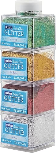 Miniatura 2 de Sulyn Paquete de purpurina extrafina para Navidad, kit de purpurina dorada, plata, roja y verde para artes y manualidades, paquete de 4