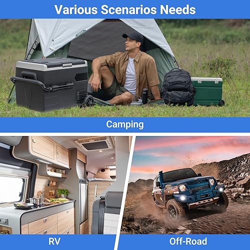 Miniatura 7 de Smad Refrigerador de automóvil de 68 cuartos (65L) 12/24 DC Refreigerador portátil de 2 vías con apertura de tapa de 2 vías, refrigerador para