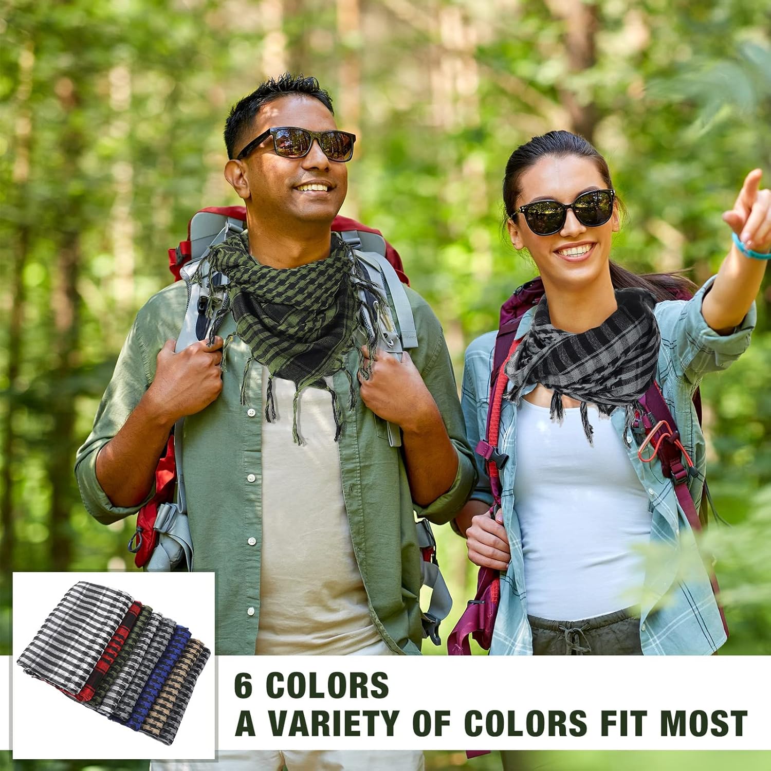 Kenning 8 Pcs Military Shemagh Tactical Desert Scarf for Men Women Arab Head Keffiyeh Wrap with Tassels for Neck Head Face - Image 6