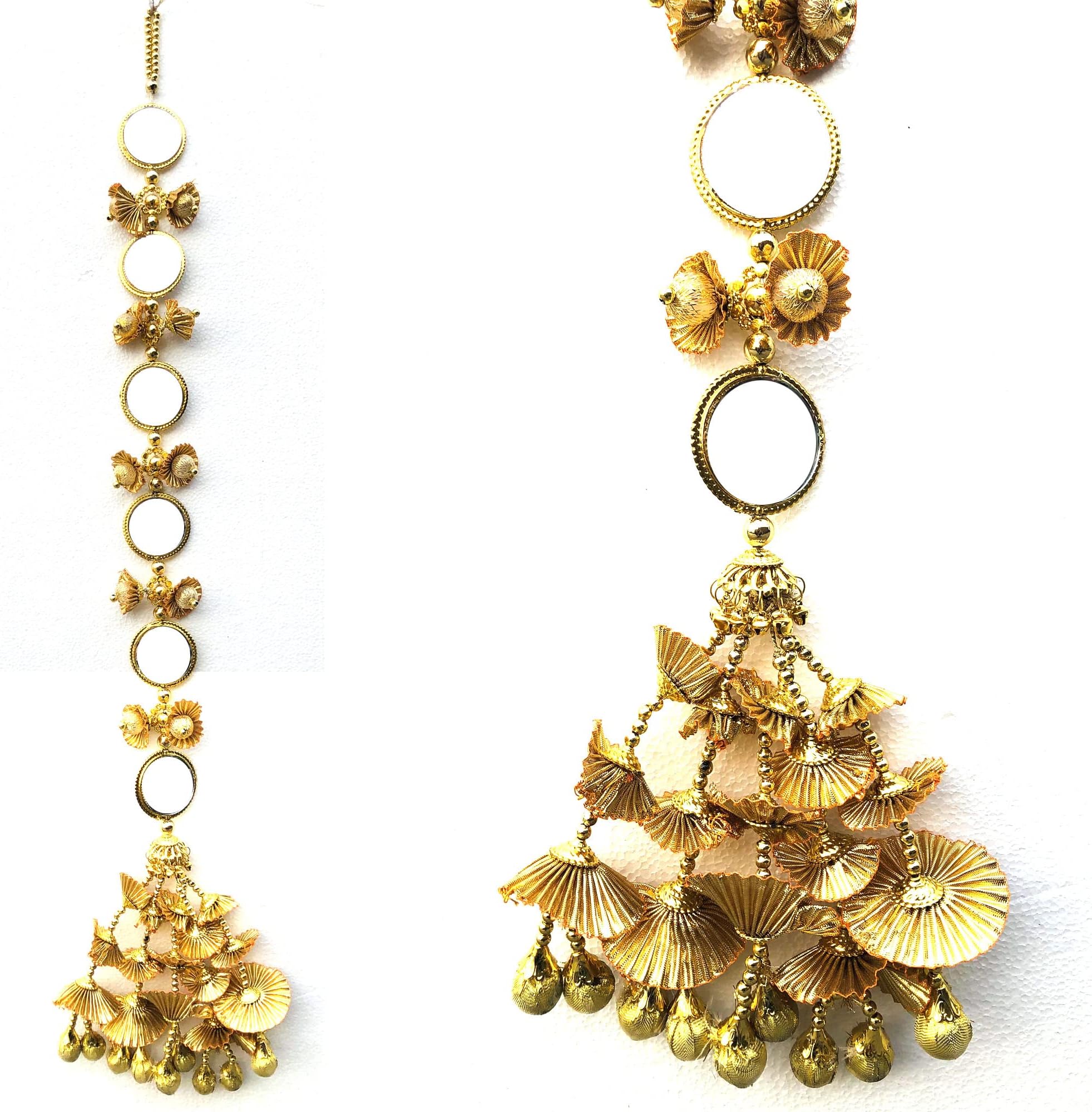 Light Weight Hair Jewellery Choti Jadai Billai Wedding Bridal Jewellery Paranda Parandi Braid Extension, Punjabi Tassles Hair Paranda Braid Parandi Choti (Golden)