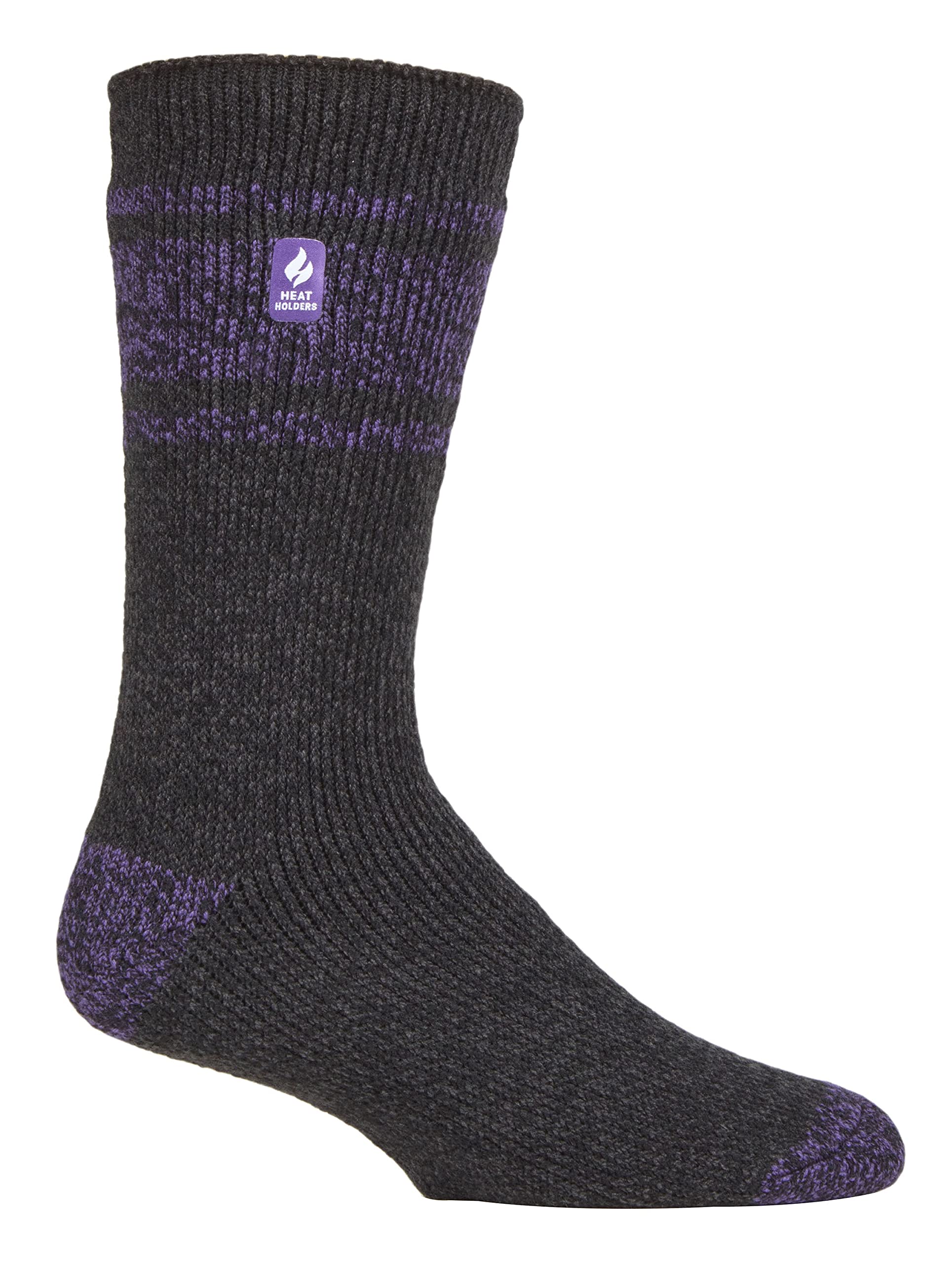 Sock Snob Unisex Charcoal /Purple (Athens) Heat Holders Mens Thick Warm Winter Thermal Socks