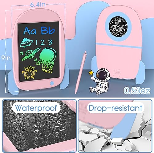 Miniatura 7 de Hockvill Tableta de escritura LCD para niños, juguete de aprendizaje, almohadilla de dibujo de cohetes para niñas de 3, 4, 5, 6, 7, 8 años, tablero