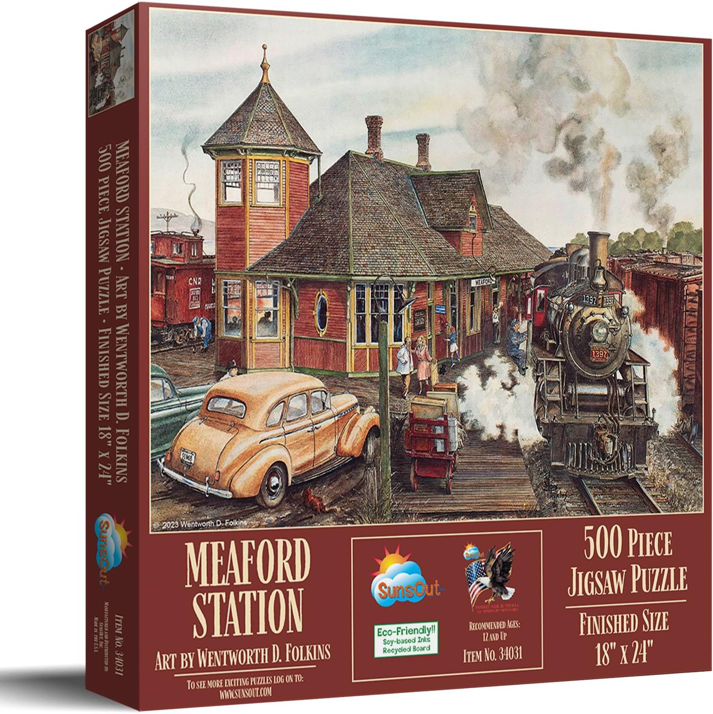 SUNSOUT INC - Medford Station - 500 pc Jigsaw Puzzle by Artist: Wentworth D. Folkins - MPN # 34031