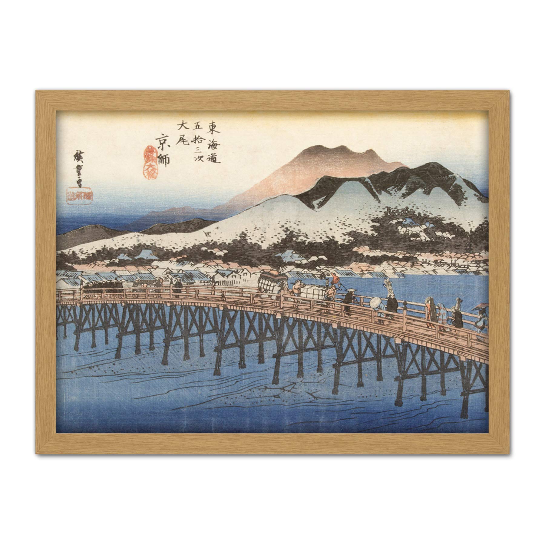 Artery8 Hiroshige Kyoto The Big Bridge At Sanjo Landscape Artwork Framed Wall Art Print 18X24 Inch
