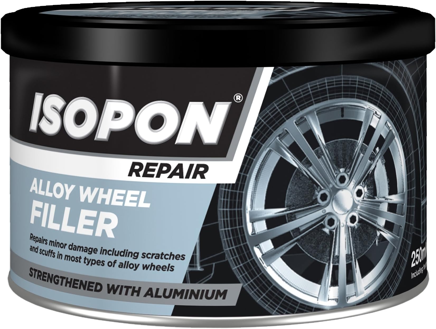 UPOL UPMET/S Isopon Metalik Smooth Metallic Body Filler, 250 ml, Tin Silver Grey