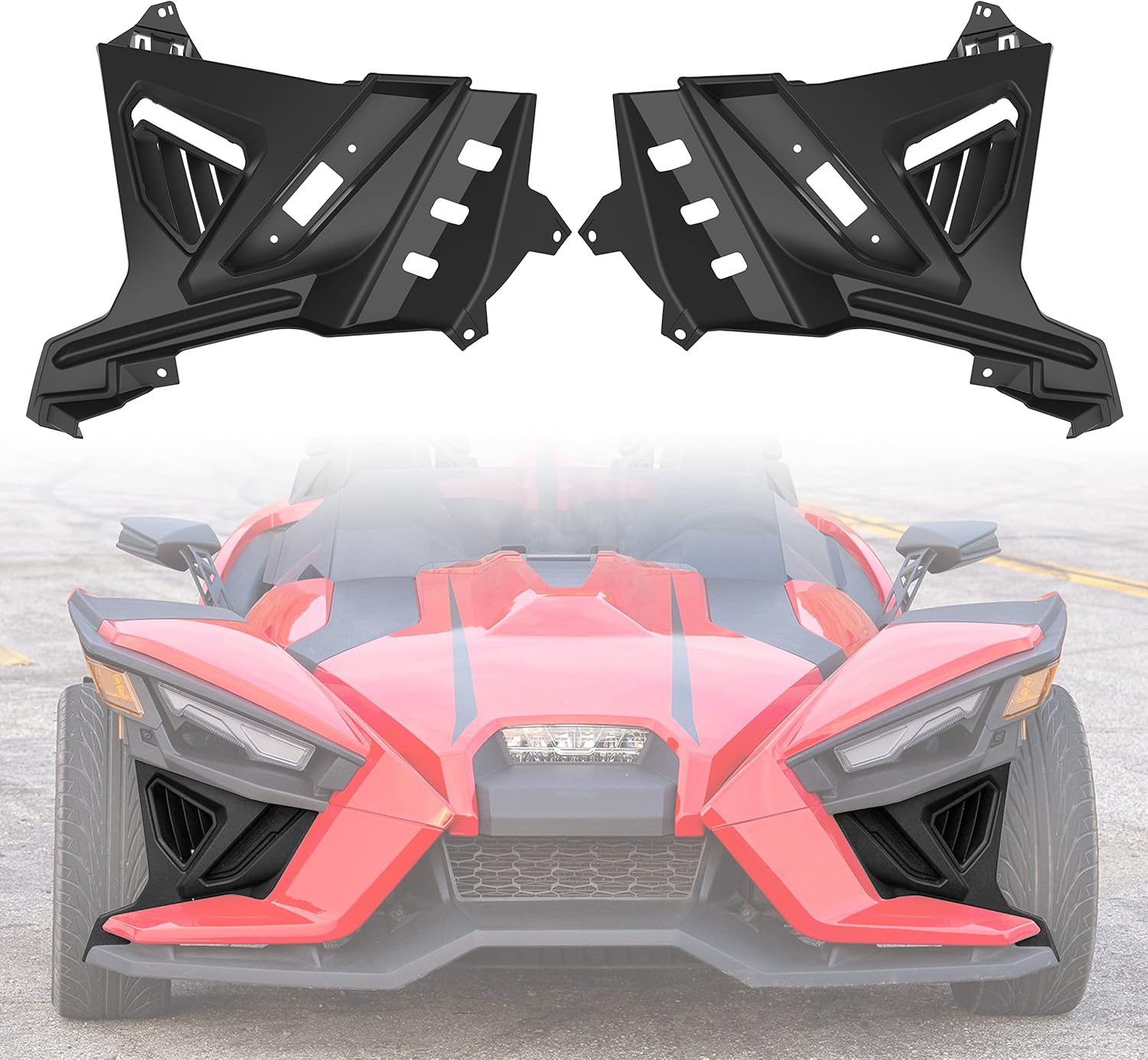 SAUTVS Front Lower Accent Panel Kit for Slingshot 2020-2023, DRL Decorative Plate Daytime Running Lights Trim Panel Upgrade Kit for Polaris Slingshot S SL SLR R LE 2020-2023 Accessories