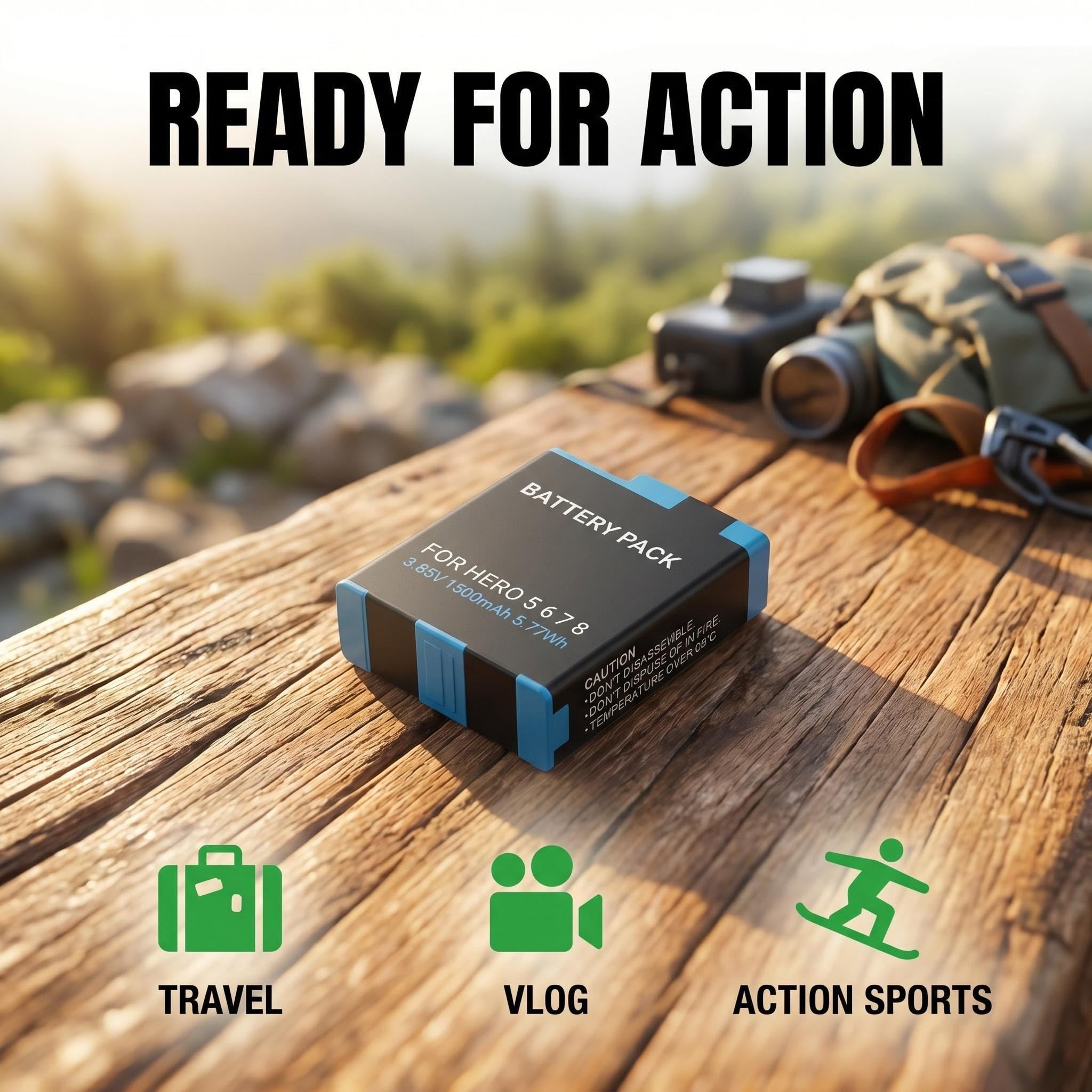 1500mAh Ersatz Akku für GoPro Hero 8 Hero 7/6/5 Actioncam AHBDT-801, 2 Stück