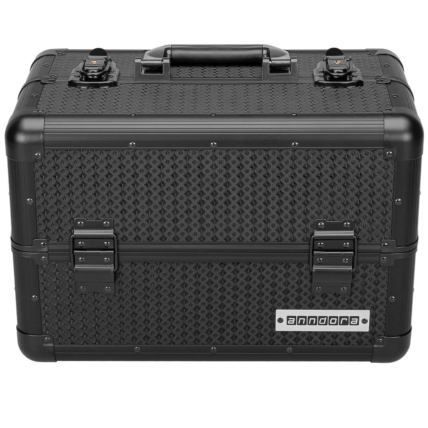 anndora Beauty Case Kosmetikkoffer - Stilvoller Schmuckkoffer mit Aluminiumrahmen, verstellbare Fächer, abschließbar für Make-up & Schmuck