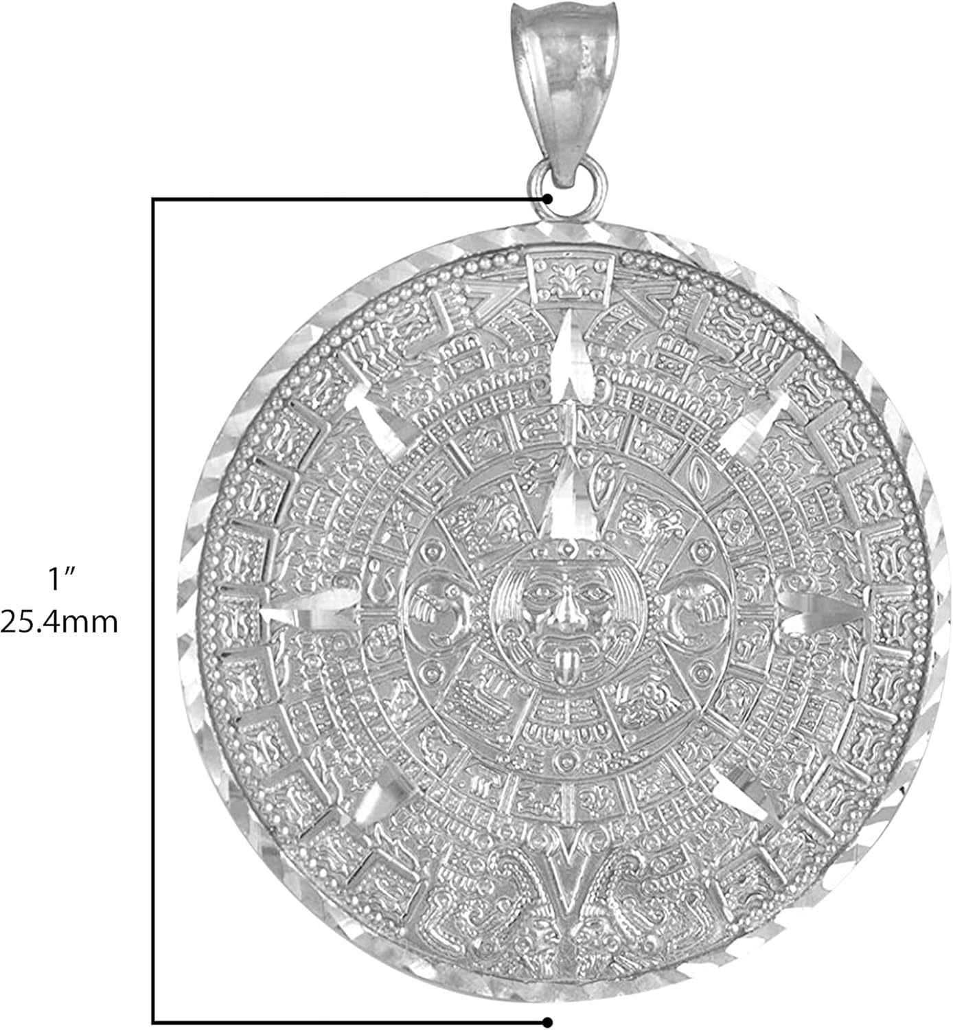 .925 Sterling Silver Round Aztec Mayan Calendar Charm Pendant - Choice of Pendant Size - Image 4