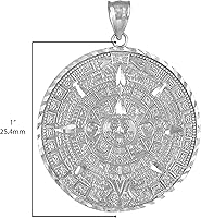 Vista 10 de Colgante redondo de plata de ley 925 con calendario maya azteca, elección de tamaño del dije