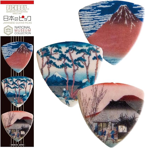 Amazon _ PICKBOY ナカノ おみやげギターピック3枚セット【伝統芸能・おもてなし・おみやげ・富士山三景・たてもの・ウエルカムどうぶ つ・東京・大阪・猪鹿蝶・箱根・秋葉原DAY・秋葉原NIGHT・金沢】 素材：ポリアセタール 形状：トライアングル&ティアドロップ 3枚入り ※ギフトパッケージ入り (絵画シリーズ 其の二) _ ピック _ 楽器・音響機器