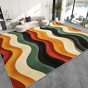 Amazon.com: UIYIUI Retro 70s Rug, Vintage Wave Living Room Rugs 6×9ft ...