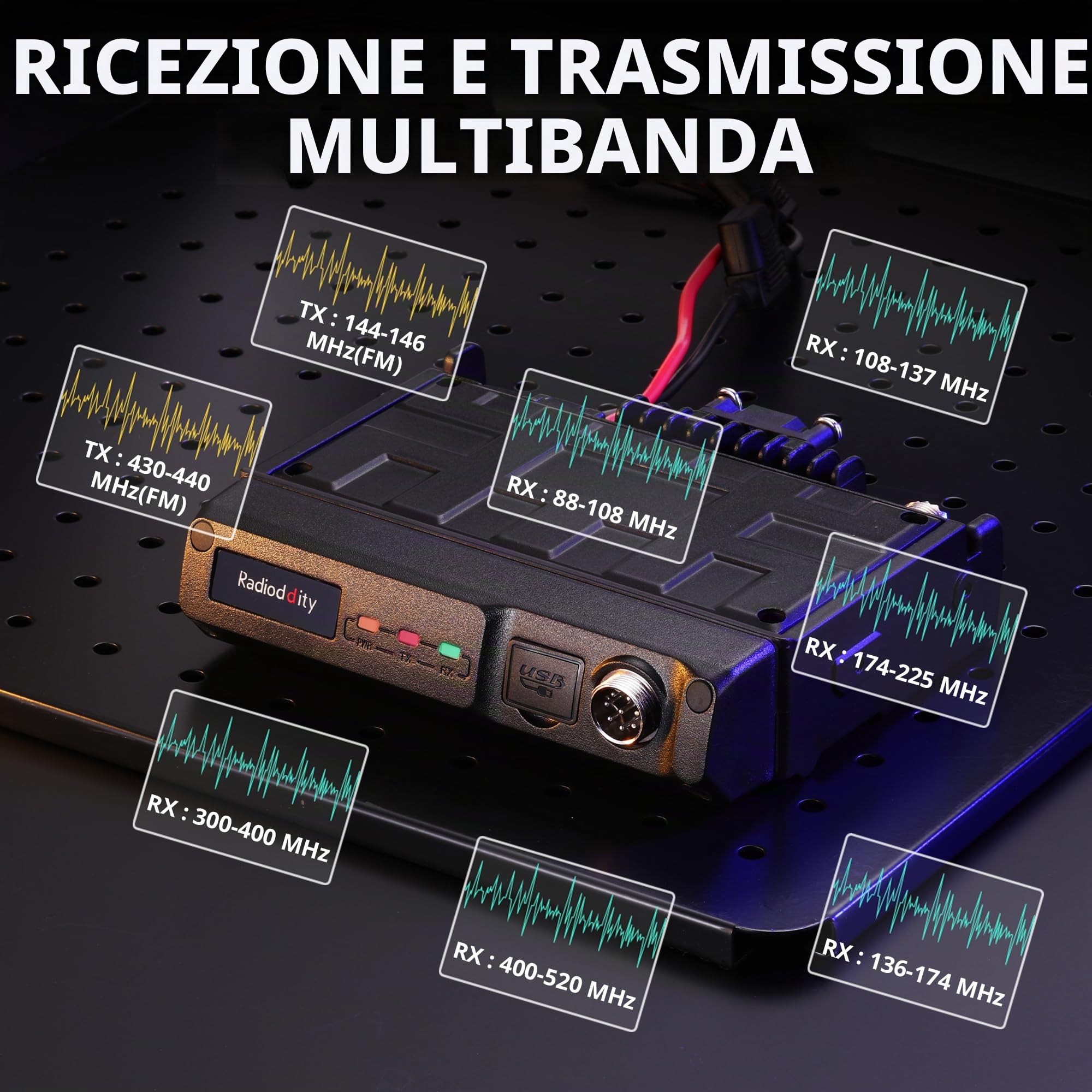 Radioddity DB50-B 50W Ricetrasmettitore mobile dual band, ricetrasmettitore radioamatoriale VHF-UHF con BT KISS TNC, programmazione APP, GPS e APRS per fuoristrada, trasporto su camion e emergenze