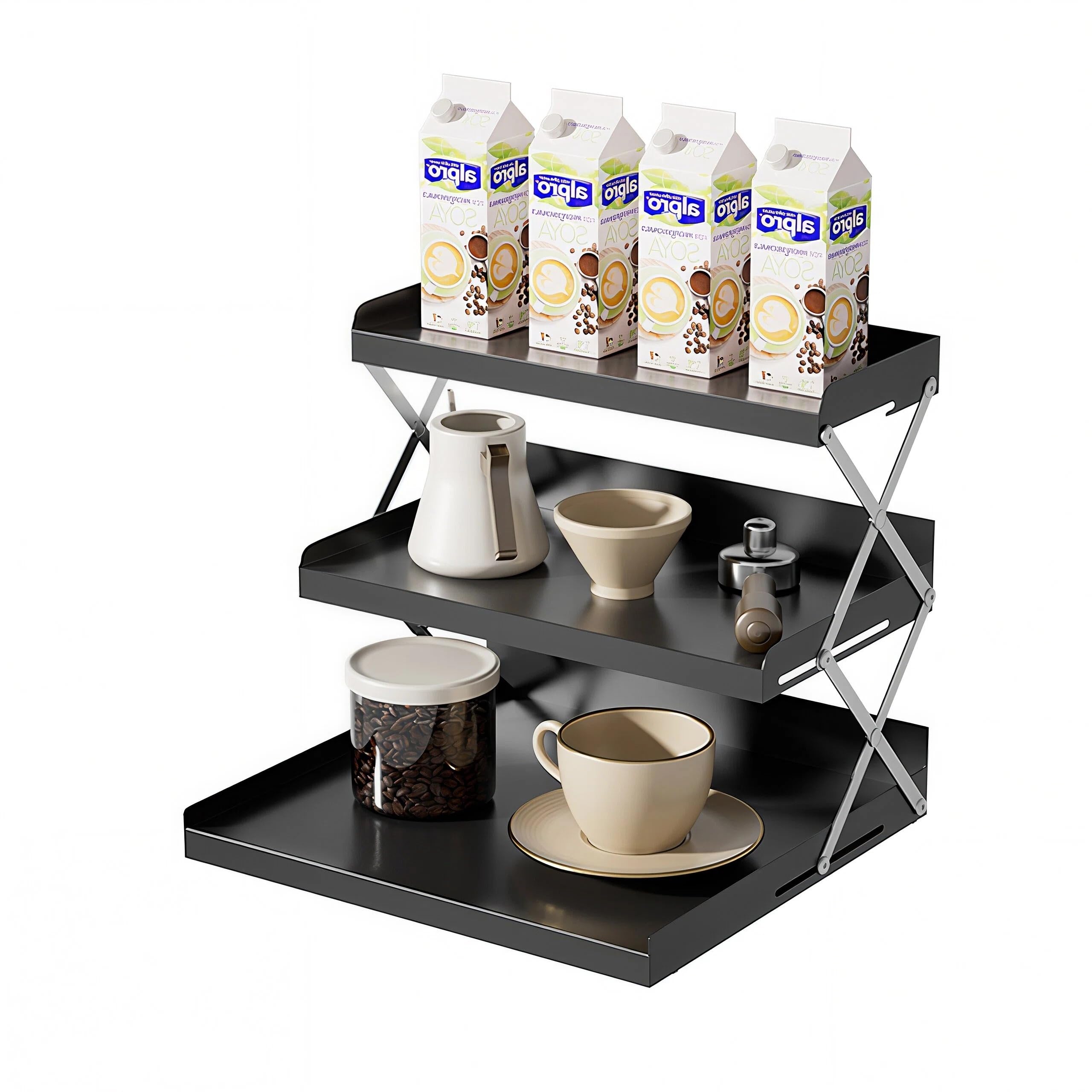 Miusite Black 3 Tier Coffee Station Organizer For Countertop,