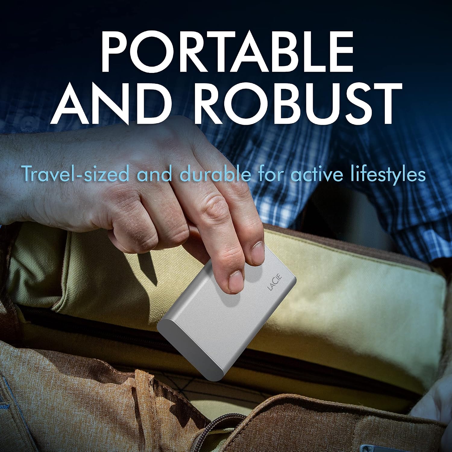 LaCie Portable SSD 500GB External Solid State Drive - USB-C, USB 3.2 Gen 2, speeds up to 1050MB/s, Moon Silver, for Mac PC and iPad, with Rescue Services (STKS500400)
