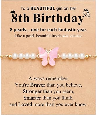Happy 6 8 10 Year Old Birthday Gifts for Girls Butterfly Bracelet