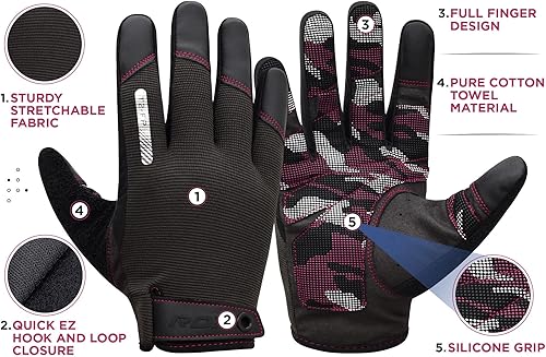 Miniatura 2 de RDX Guantes de levantamiento de pesas con soporte de muñeca, pantalla táctil, entrenamiento de gimnasio con dedos completos, agarre acolchado