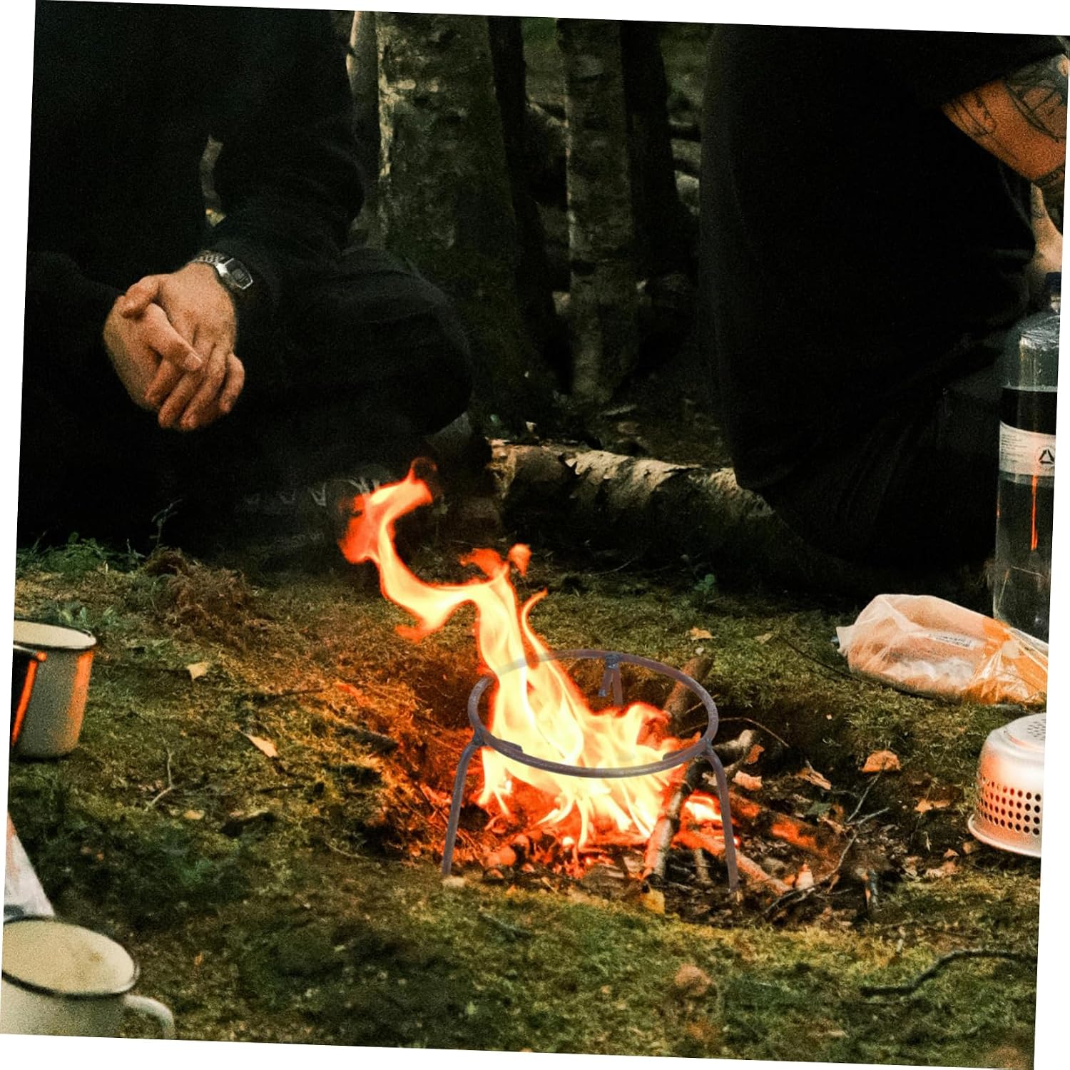Milisten Camping Cooking Essential Rebar Pot Holder Wok Stand Large Fire Pit Accessory Compact