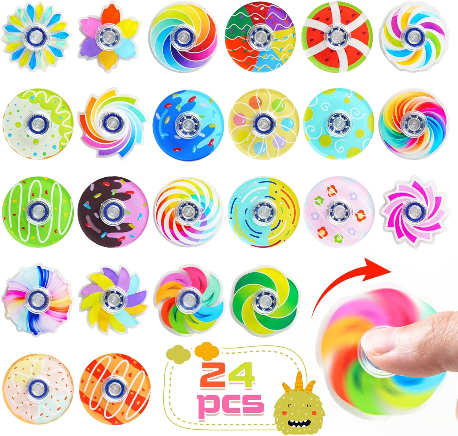 24PCS Fidget Spinner Fidget Toy Party Favors Goodie Bag Stuffers for Kids Fidget Toys Adults Fidgets Stress Relief Sensory Toys for Kids with Autism Road Trip Activities for Kid