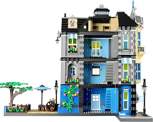 Miniatura 4 de General Jim's Juego de bloques de construcción modulares azules y amarillos de 3 pisos, 2313 piezas, edificios de la ciudad de MOC, gran regalo para