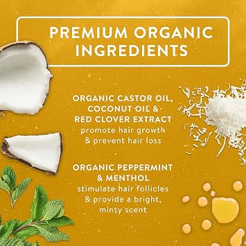 Badger Organic Castor Hair Oil for Thicker Fuller Looking Hair, 100% Organic Castor Oil for Hair Growth & Restoration, Red Clover & Peppermint, Deep Hydrating Hair Oil, 2 fl oz Glass Bottle