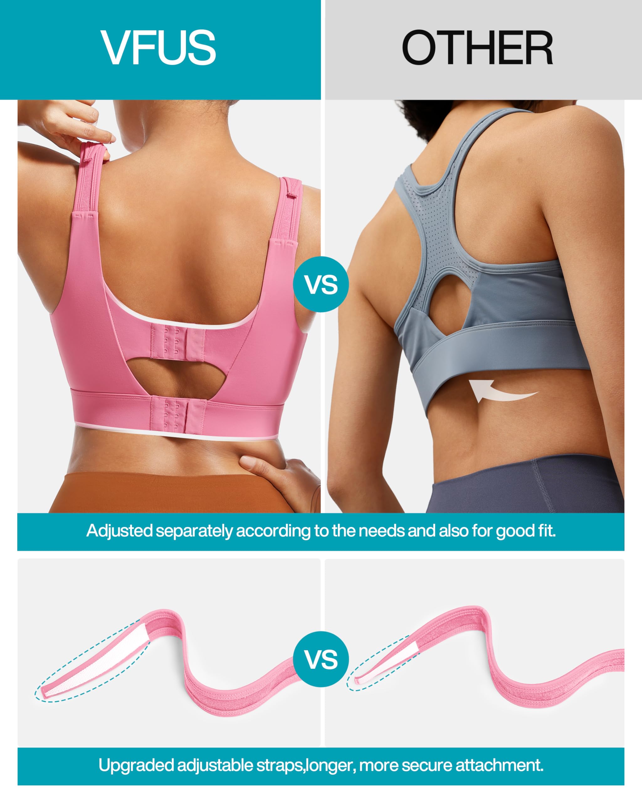 Sujetadores deportivos ajustables de alto impacto para mujer, con cremallera frontal, cobertura completa y parte superior de compresión acolchada, rosa (flamingos pink), XXL