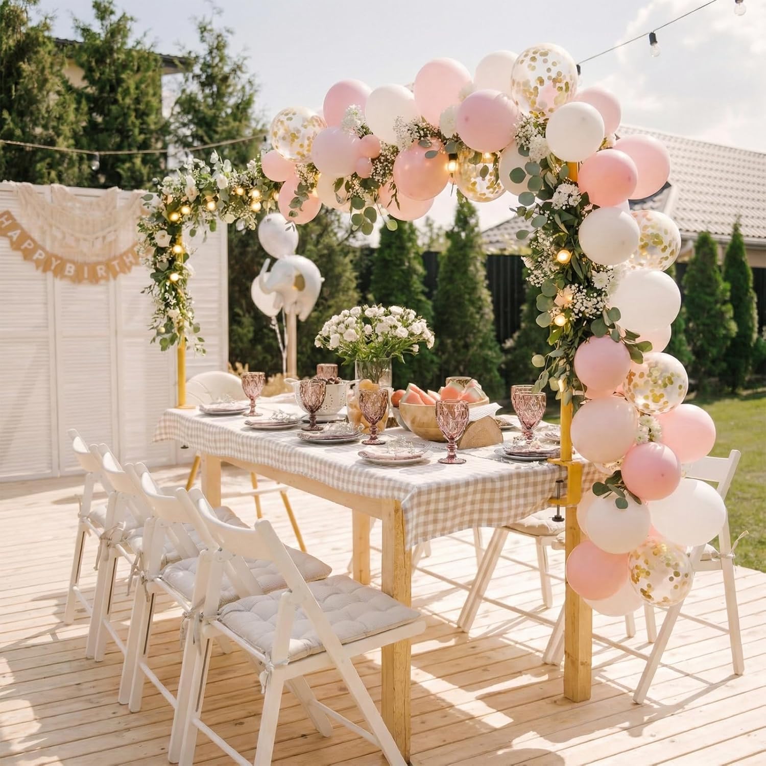 Adjustable Over The Table Arch Stand with Clamps - Heavy Duty Metal Balloon Table Rod for Wedding, Birthday, Halloween, Christmas Decorations -8FTx4FT Indoor & Outdoor Party Decor Frame
