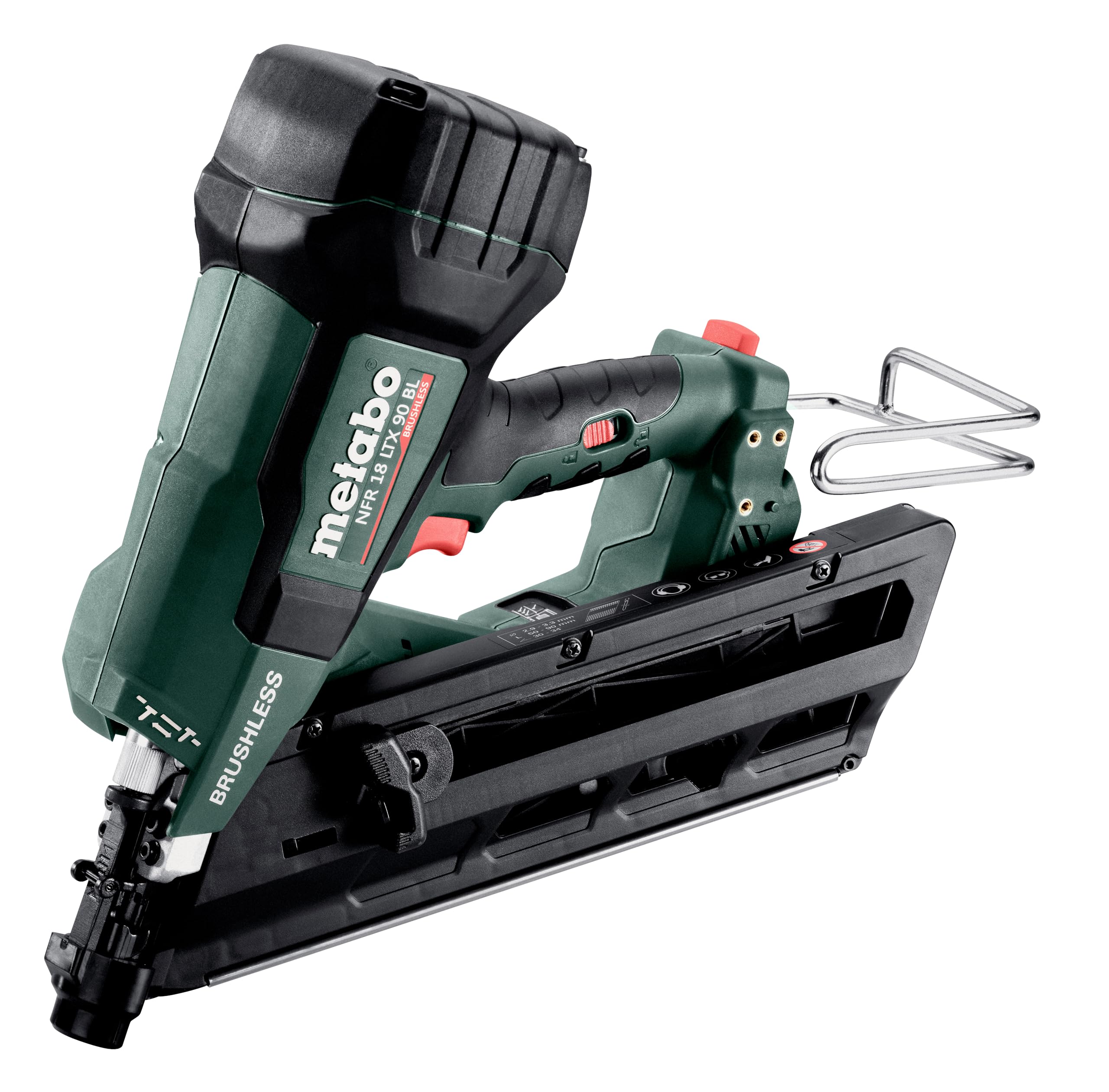 Metabo akumulatorowy gwoździarka NFR 18 LTX 90 BL – 612090840 – 18 V – Z technologią uderzenia pneumatycznego do wszechstronnych prac podłogowych i montażowych – Bez akumulatora i ładowarki