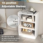 DORTALA 3 Tier Bookcase, Freestanding Versatile Bookcase with Adequate Storage & Adjustable Shelves, Display Storage Home Organizer for Living Room Study, White