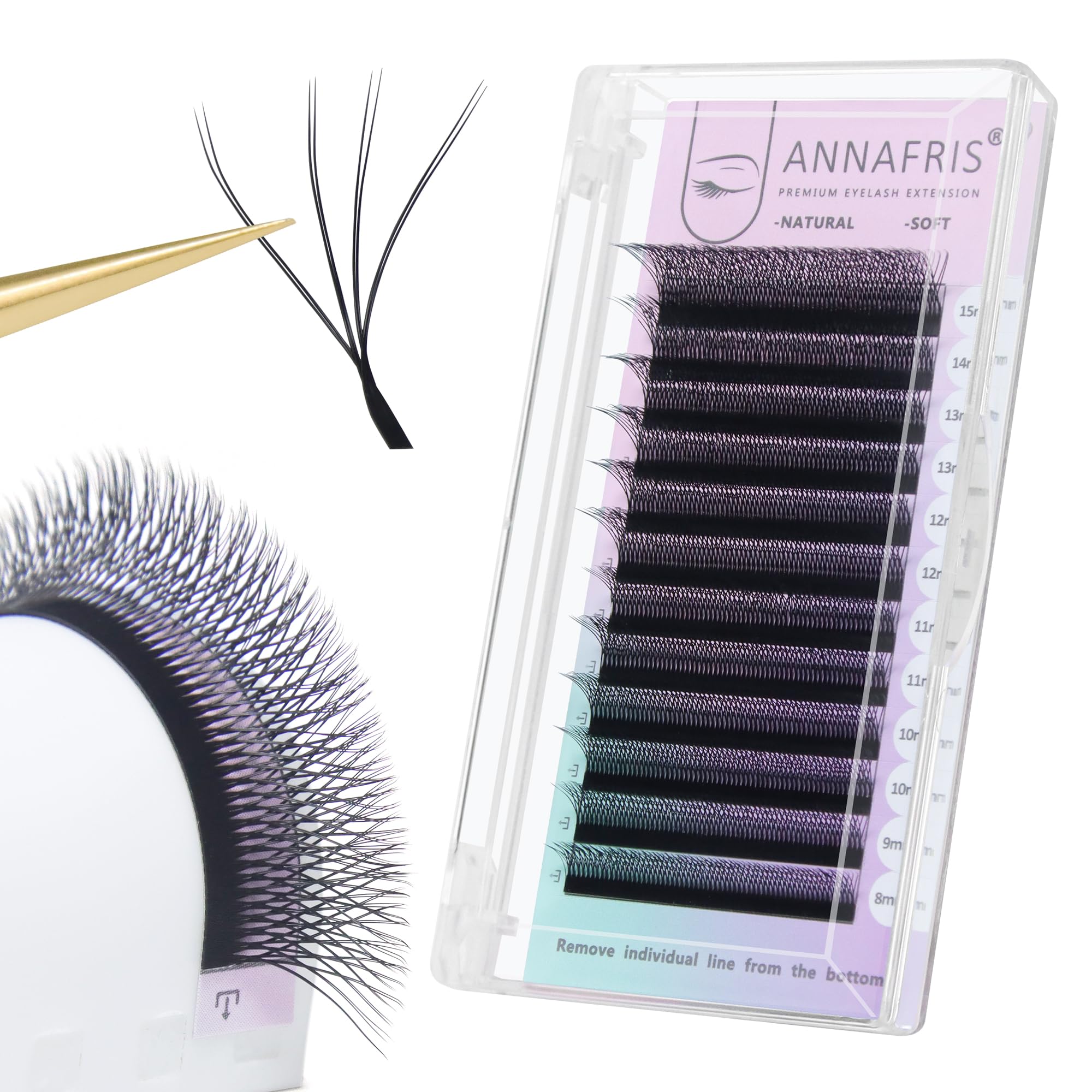 ANNAFRIS Extension Ciglia Doppia Punta 4D WW Ciglia 0.07 C 8-15mm Mix Ciglia per Extension 4D Volume Ciglia W Premade Fan Eyelash Extension(2Tips-4DW 0.07C 8-15Mix)