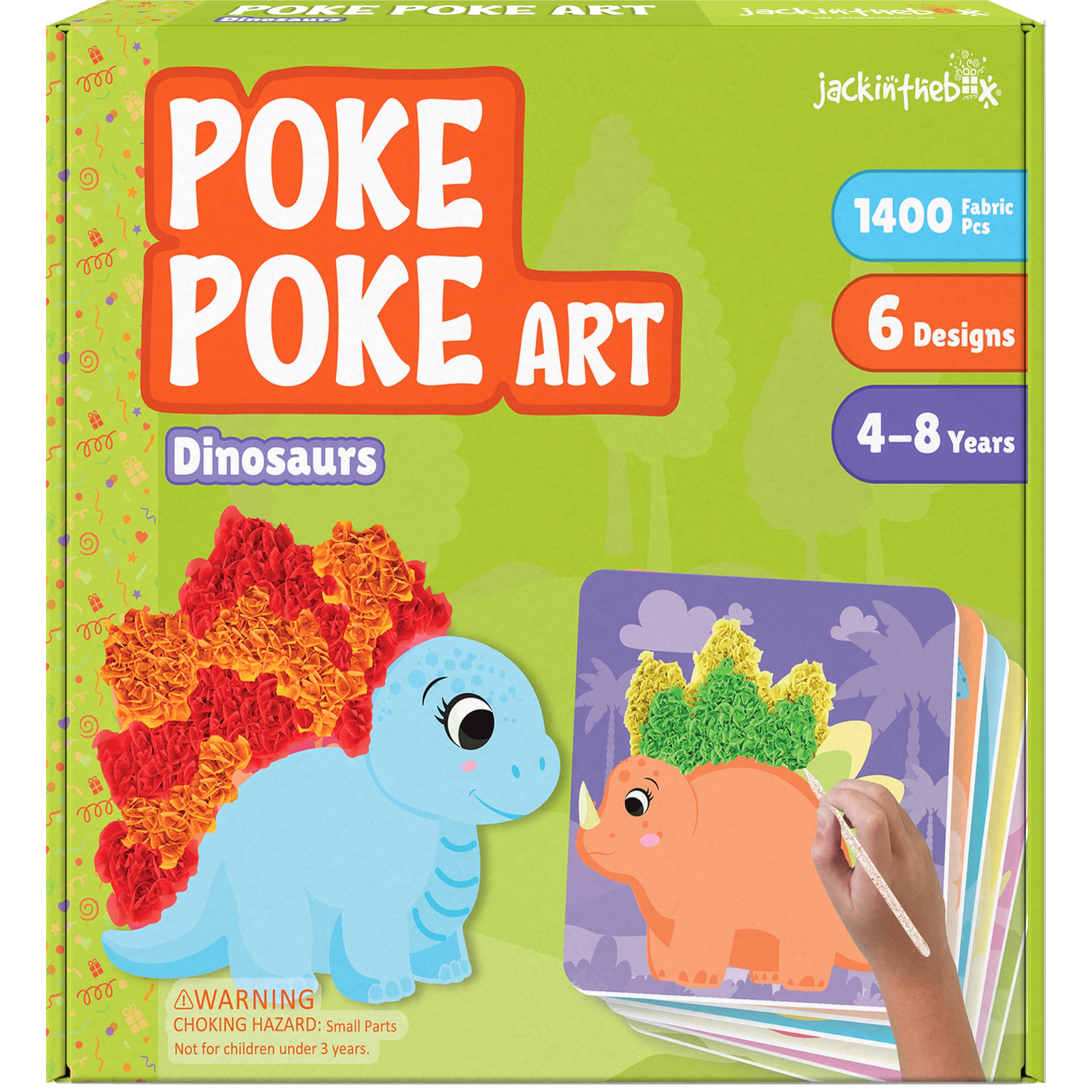 jackinthebox Poke Poke Art  Dinosaurs Like Triceratops, Stegosaurus, Dilophosaurus, Spinosaurus, Mess-Free Sewing Art for Kids, Toys for Girls and Boys Ages 4 5 6 7 8