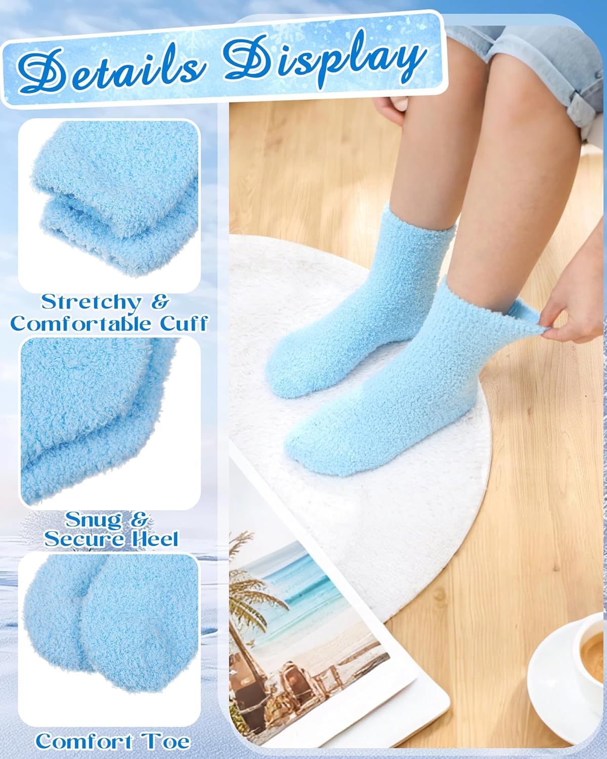 Taiyin 50 Pairs Snowflake Fuzzy Socks Bulk Unisex Womens Fluffy Soft Winter Warm Slipper Socks Cute Cozy Christmas Gifts - Image 5