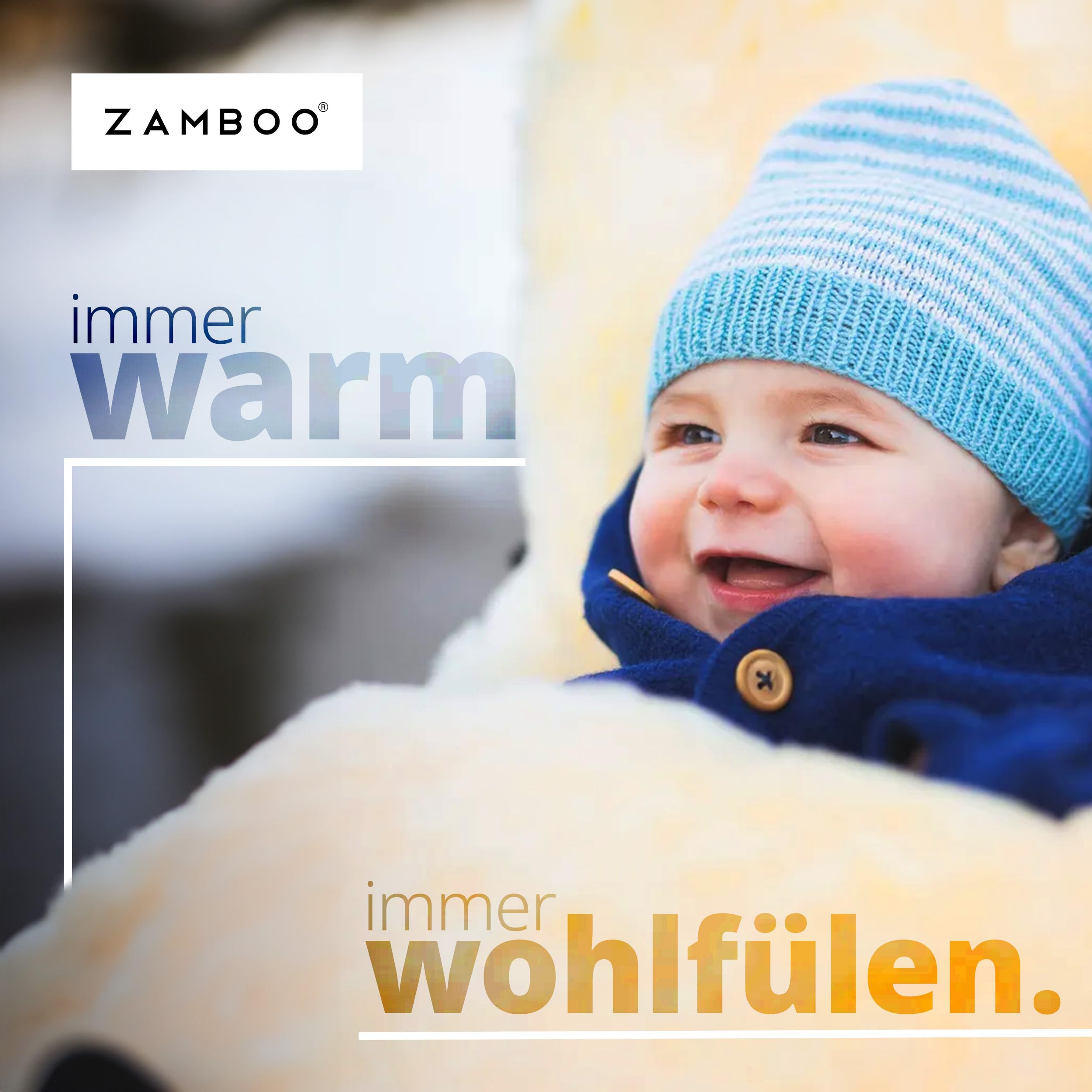 Zamboo Lammfell Fußsack 2in1 für Kinderwagen & Buggy - Universal Baby Winterfußsack und Einlage aus Merino Lammwolle für Kinder - Grau