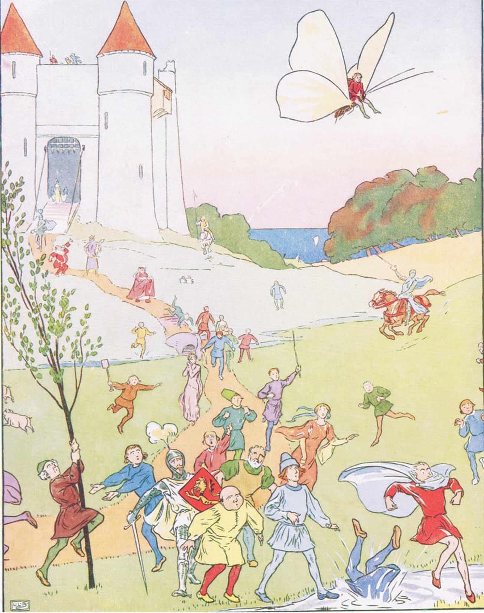 Artxlxxbn No Frame Famous Prints Artwork Pictures Poster Painting Art He Jumped On The Back And Was Carried Up In The Air By Leonard Leslie Brooke Artwork Landscape Pictures For Home Decor 60X90cm