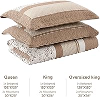 Vista 6 de Finlonte Colcha tamaño Queen extragrande de 100 % algodón de 102 x 120 pulgadas, juego de colcha acolchada floral a rayas de granja, edredón ligero