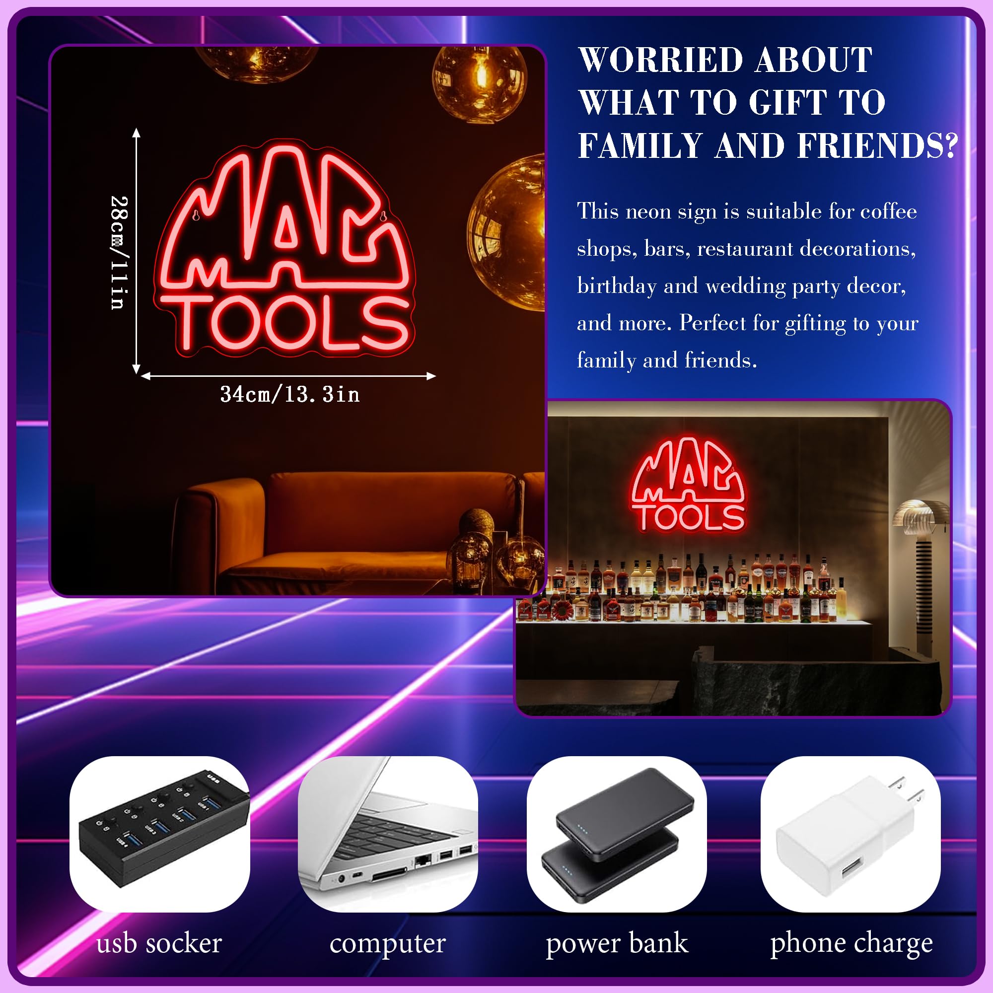 Amazon.co.jp: MAC Tools ガレージ ネオンサイン 壁装飾用 調光機能