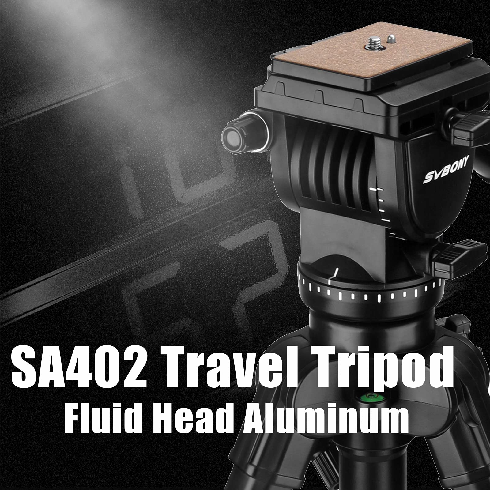 Svbony SA402 Trípode de Cámara con Cabezal Fluido de Aluminio, Trípode de Viaje Panorámico 360 Grados 64,56 Pulgadas, para Vídeo Cámara SLR Fotografía Telescopio Terrestre
