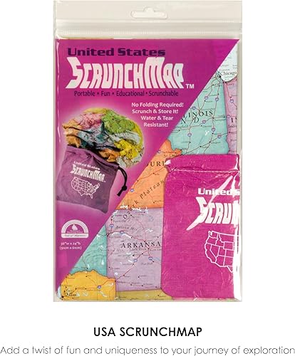 Miniatura 2 de Waypoint Geographic Mapa de Estados Unidos ScrunchMap, portátil, fácil de almacenar, mapa resistente al agua y al desgarro, regalos únicos