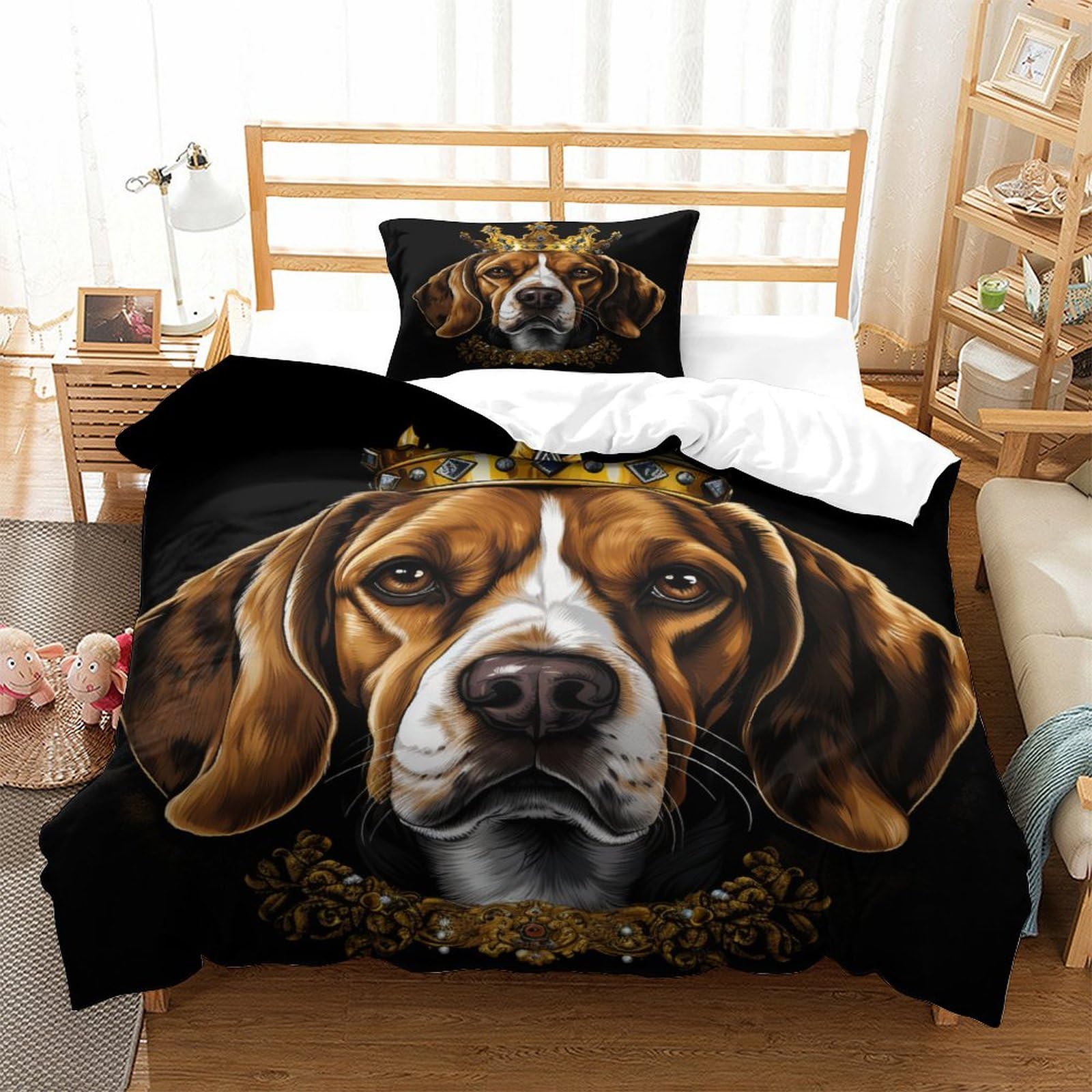 P1S9U7W5Y Animal Style 3D Printed Dog Duvet Cover Set 3pcs Microfiber Pet Bedding Set Single