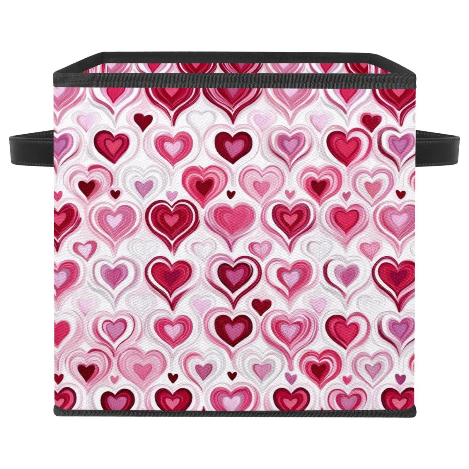 Boîte de rangement cœur 28cm cube pliable tissu Oxford avec double poignées