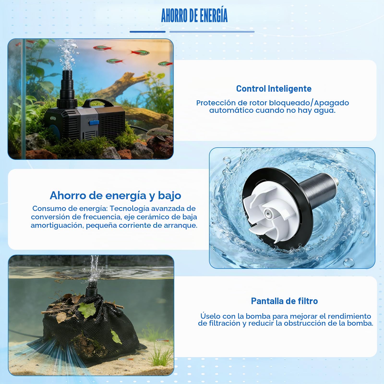 EXLECO Super Eco Bomba para Estanque Anfibia 14000L/H 120W Filtro Pecera, Bombas de Agua Sumergible, Bomba para Fuente Jardín, Filtro Acuario para Acuario y Estanque, CTP-14000