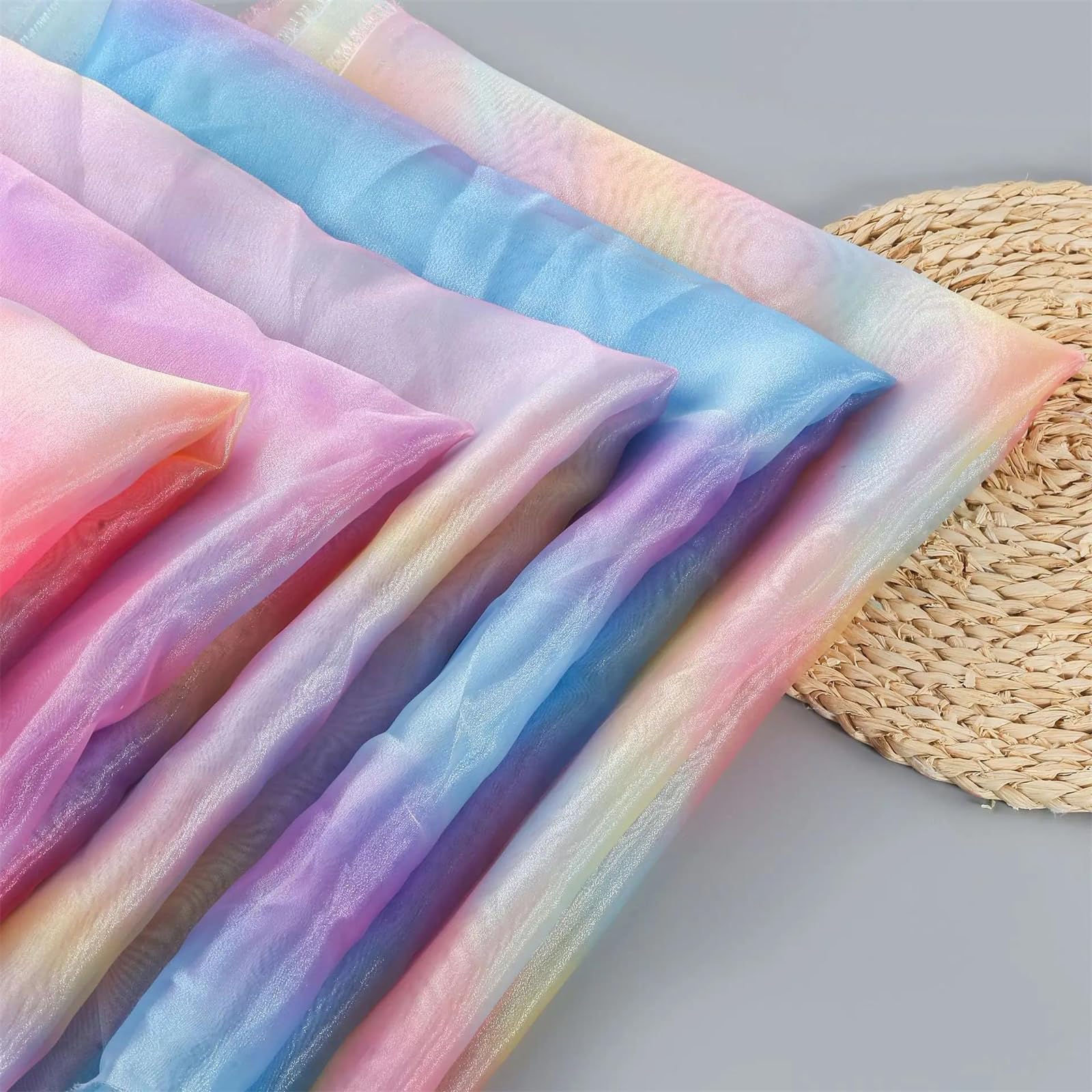 al Metro 150 cm di Larghezza Tessuto di Organza sfumato Mercerizzato Tulle Intrecciato for Abiti da Decorazione for Feste di Abiti da Sposa(Lighttan,10m)