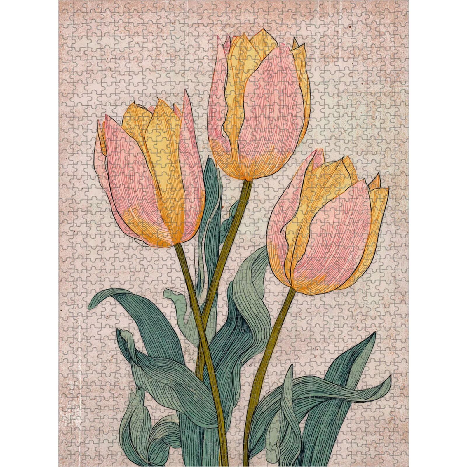 1000 Teile Puzzle für Erwachsene, Tulpe & Retro Holz Puzzle 1T#1609