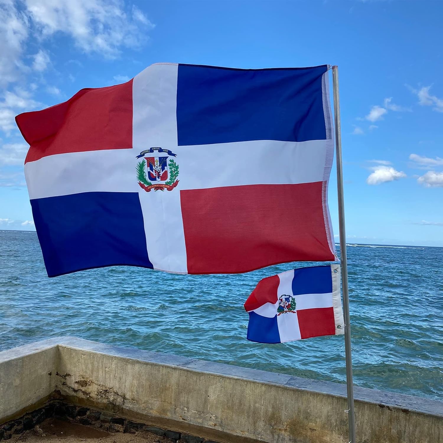 Bradford Dominican Flag 4x6 feet Outdoor, Embroidered Dominican Republic Flag Bandera Dominicana for Wall, Double Sided Bandera de Republica Dominicana Flags with Brass Grommets