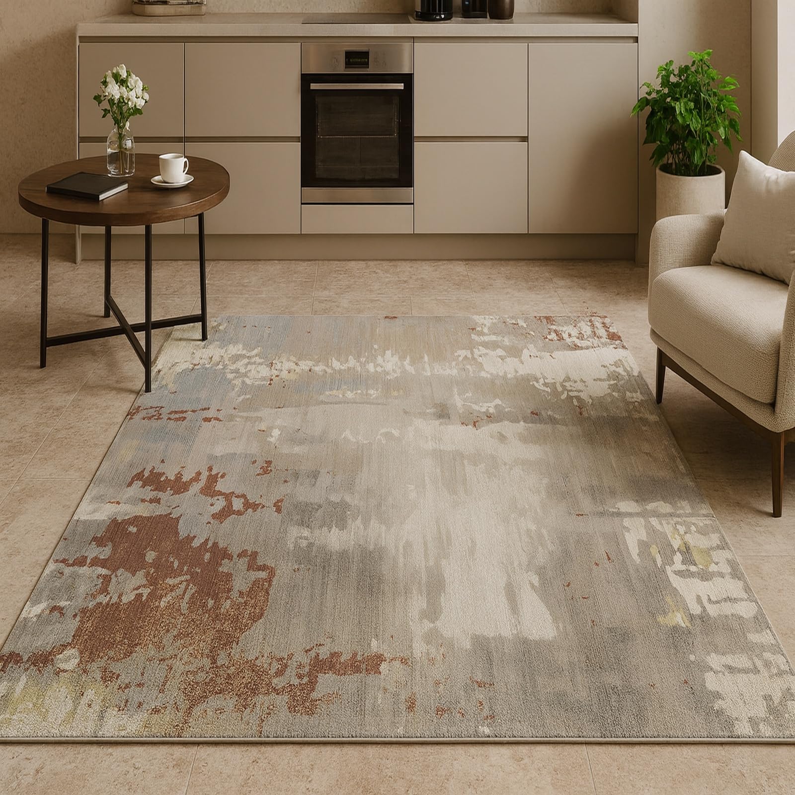 Tapis de décoration haut de gamme 80 x 120 cm abstrait contemporain pour salon
