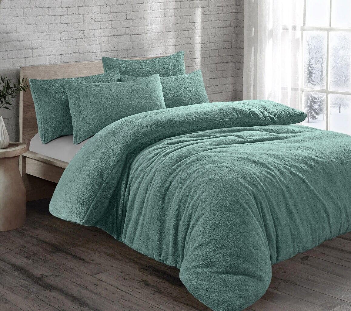 click2style Plush Teddy Fleece Duvet Cover Set Super Soft Warm Cosy Bedding (Teal, Double) โ image 1