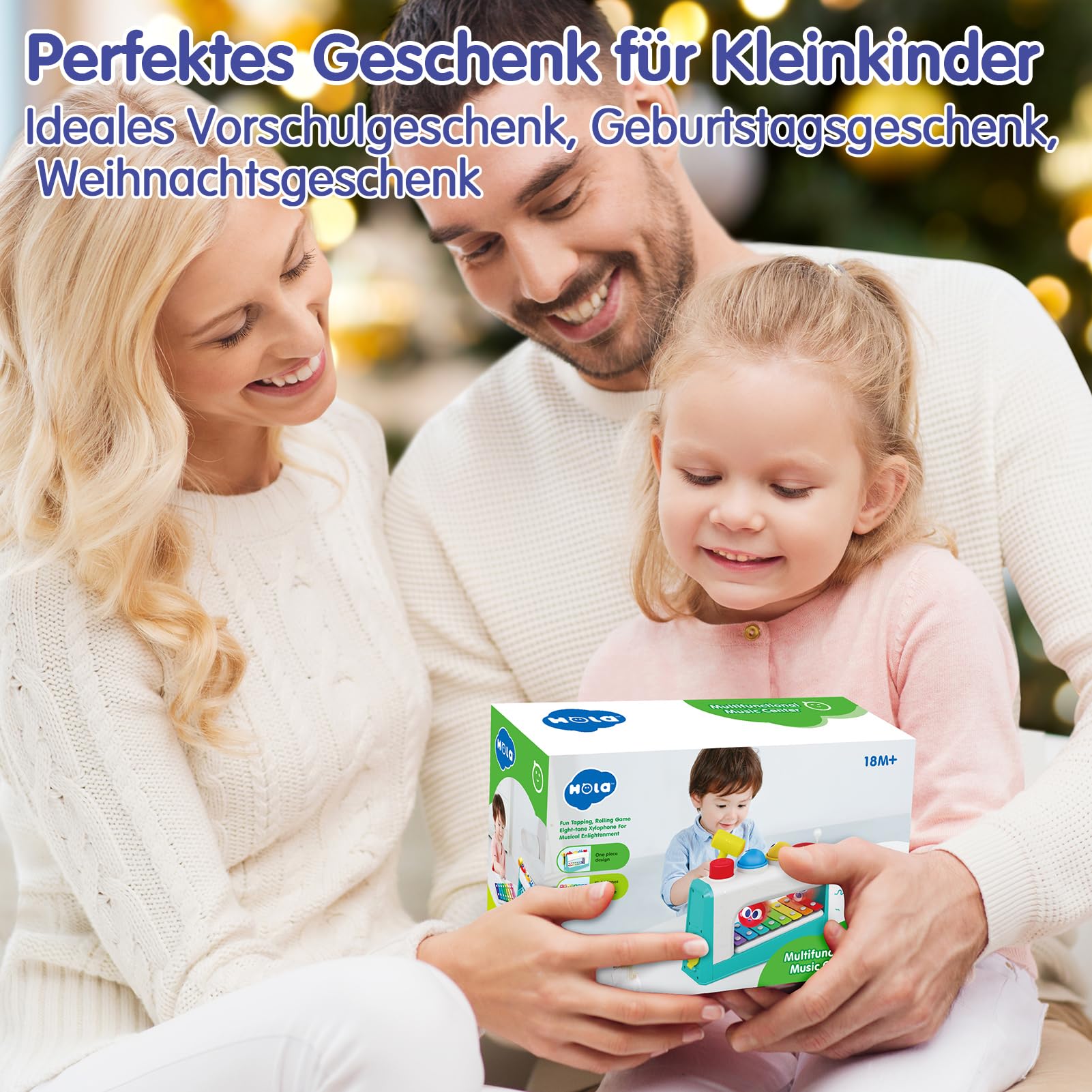 HOLA Spielzeug ab 1 Jahr, Hammerspiel Xylophon Kinderspielzeug ab 1-2 Jahre Baby Geschenk für 1 Jahr Jungen und Mädchen Motorikspielzeug ab 12 Monate