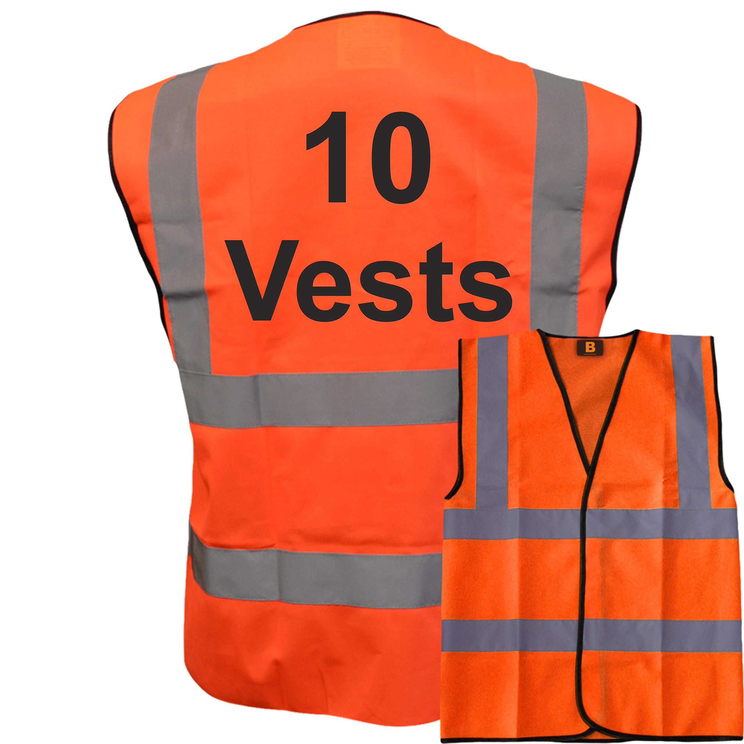 10 Orange Hi Vis Safety Vests, Conforms to EN20471, Bulk Discounts, Brook Hi Vis Vest